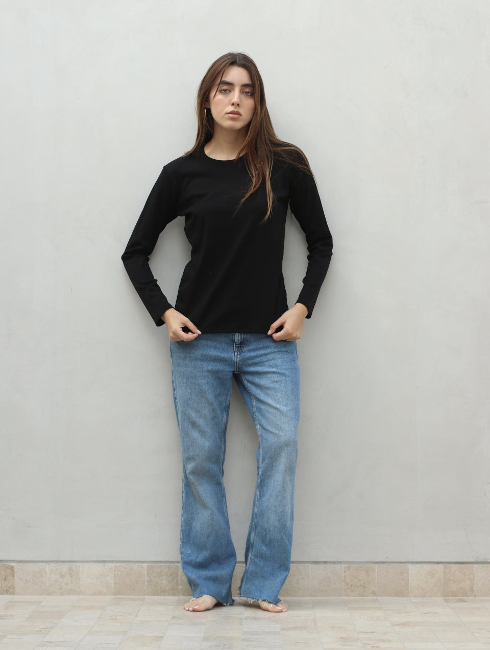 Camiseta Pima Manga Larga Negro