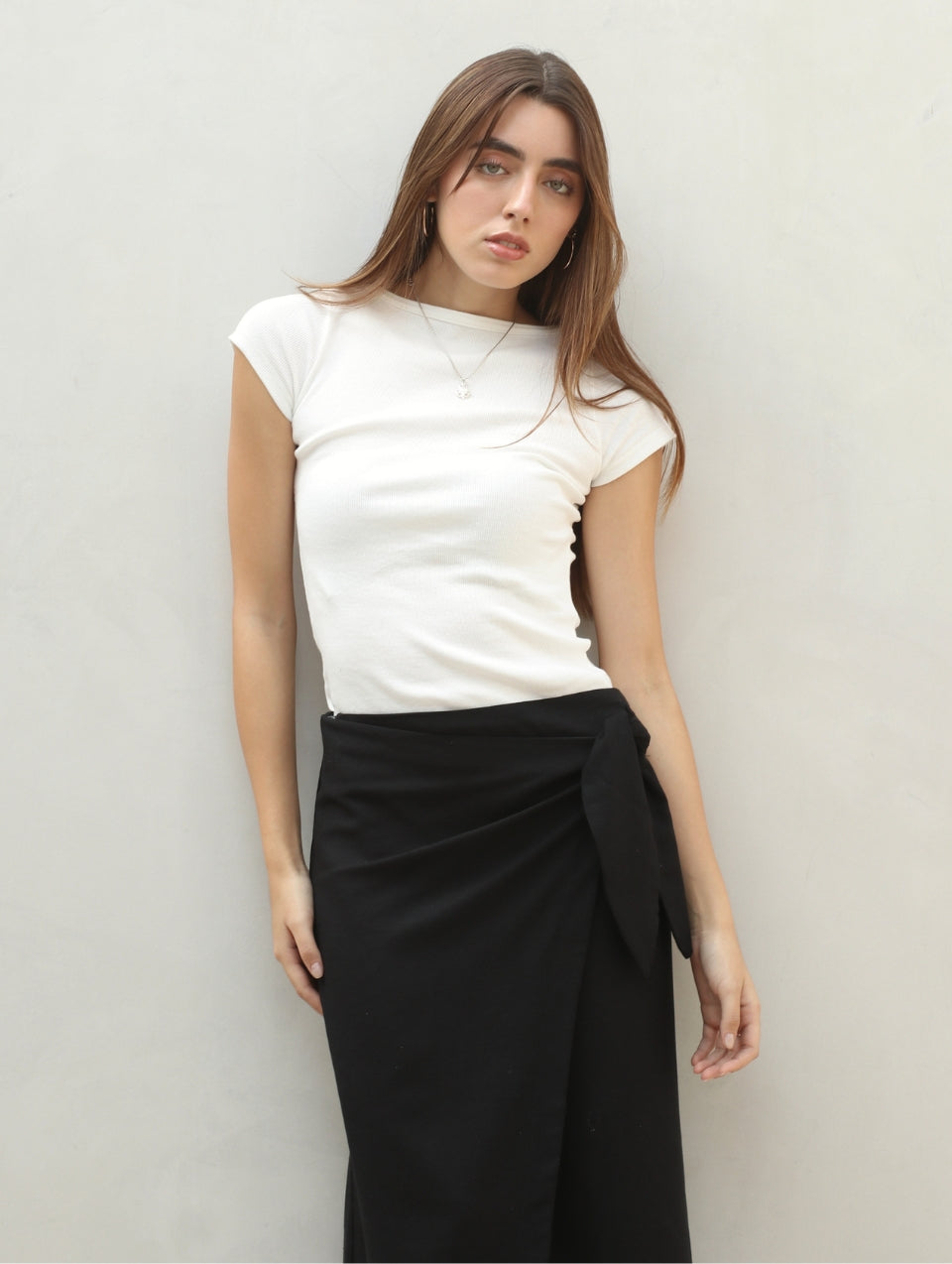 Falda Wrap Lino Negro