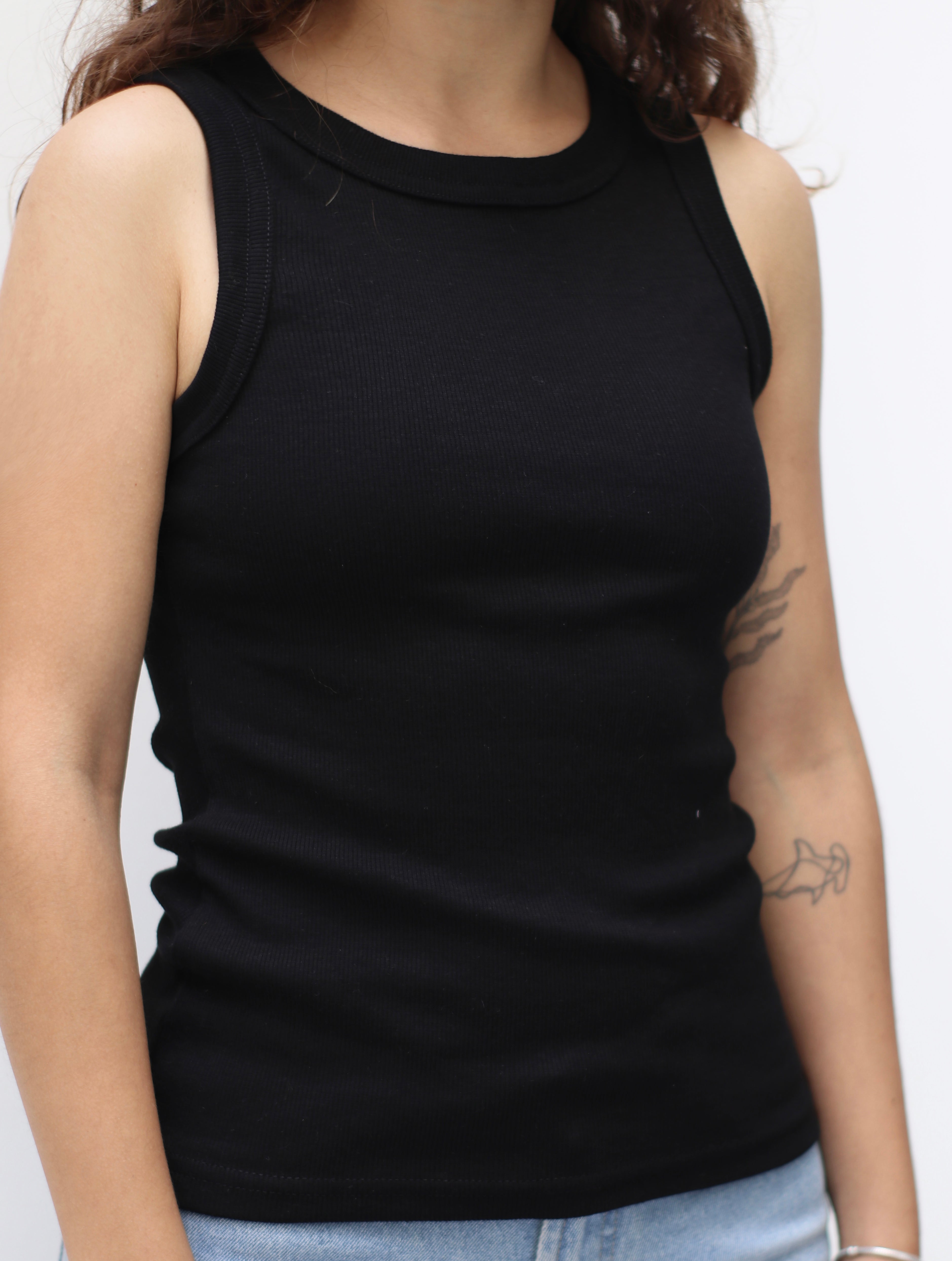 Camiseta sin mangas de Algodón Negro