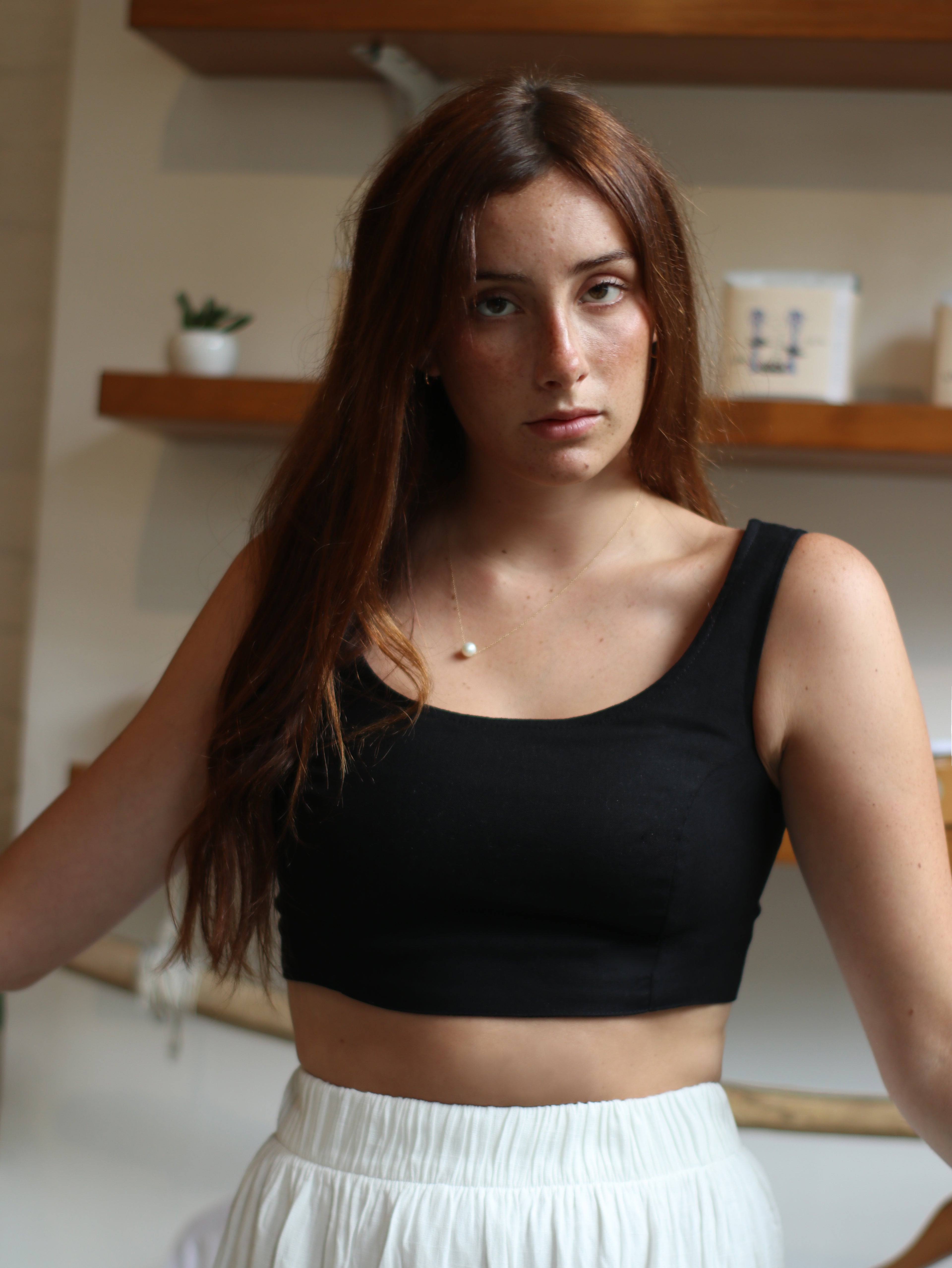 Top Lino Natural - Black