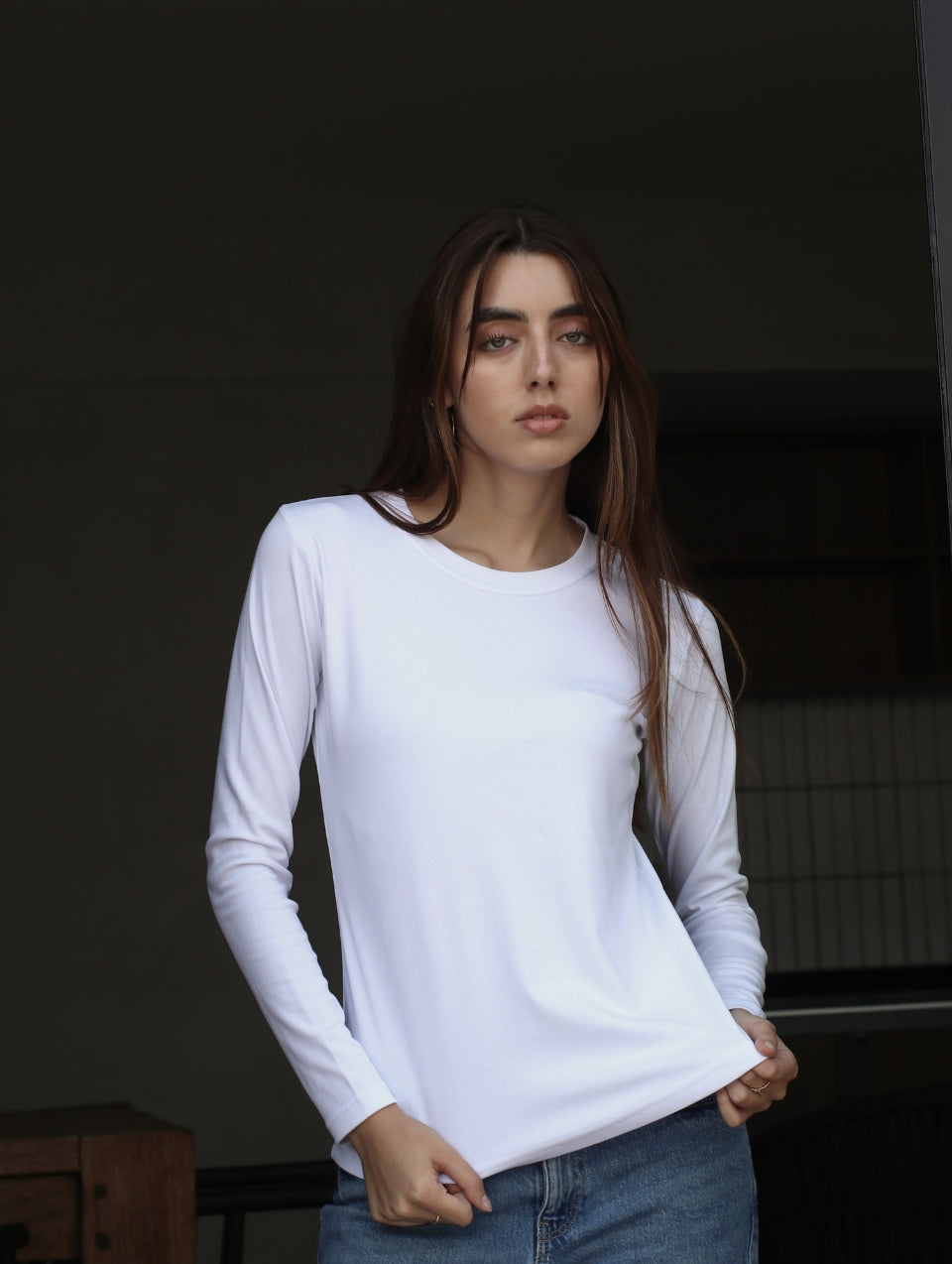Camiseta Pima Manga Larga Blanco