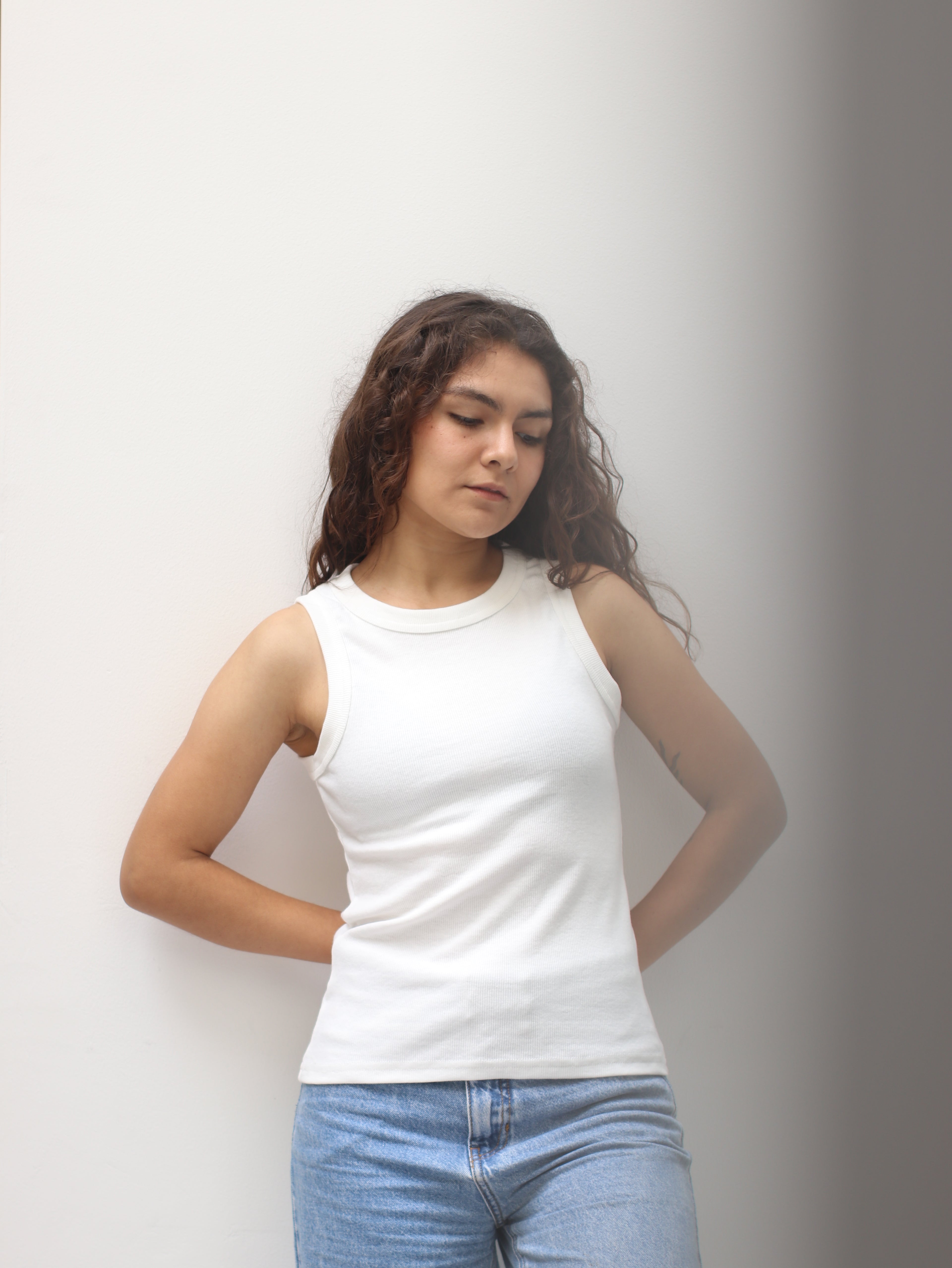 Camiseta sin mangas de Algodón Perla