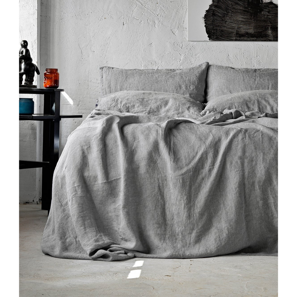 DUVET COVER LINO - SILVER