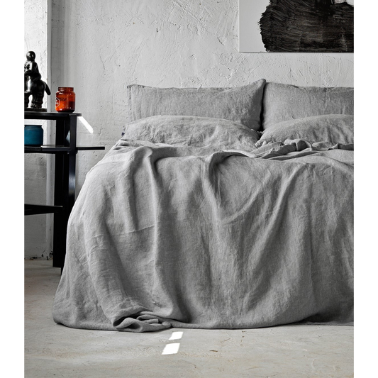 DUVET COVER LINO - SILVER