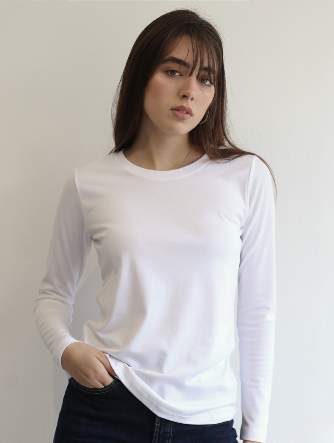 Camiseta Pima Manga Larga Blanco