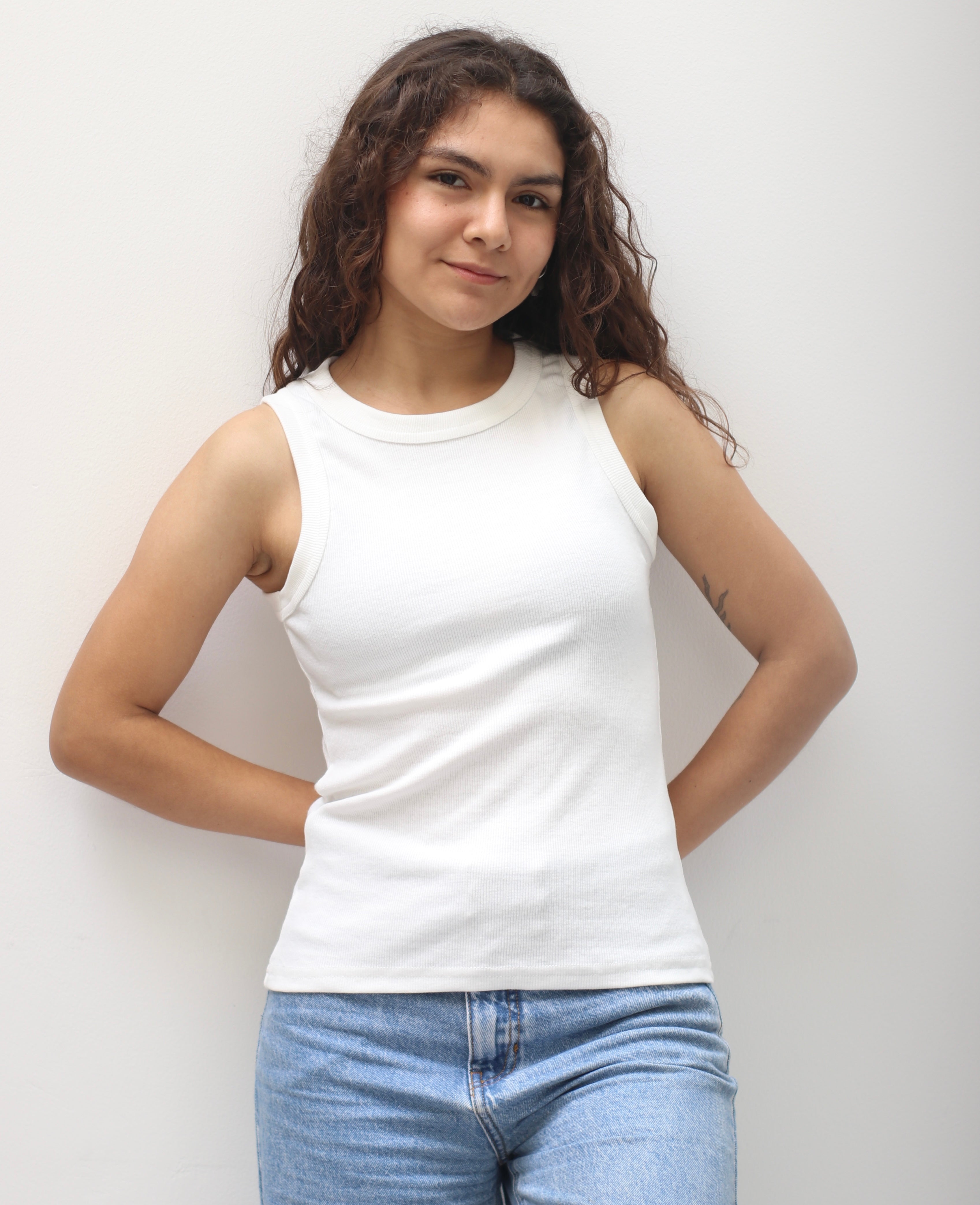 Camiseta sin mangas de Algodón Perla