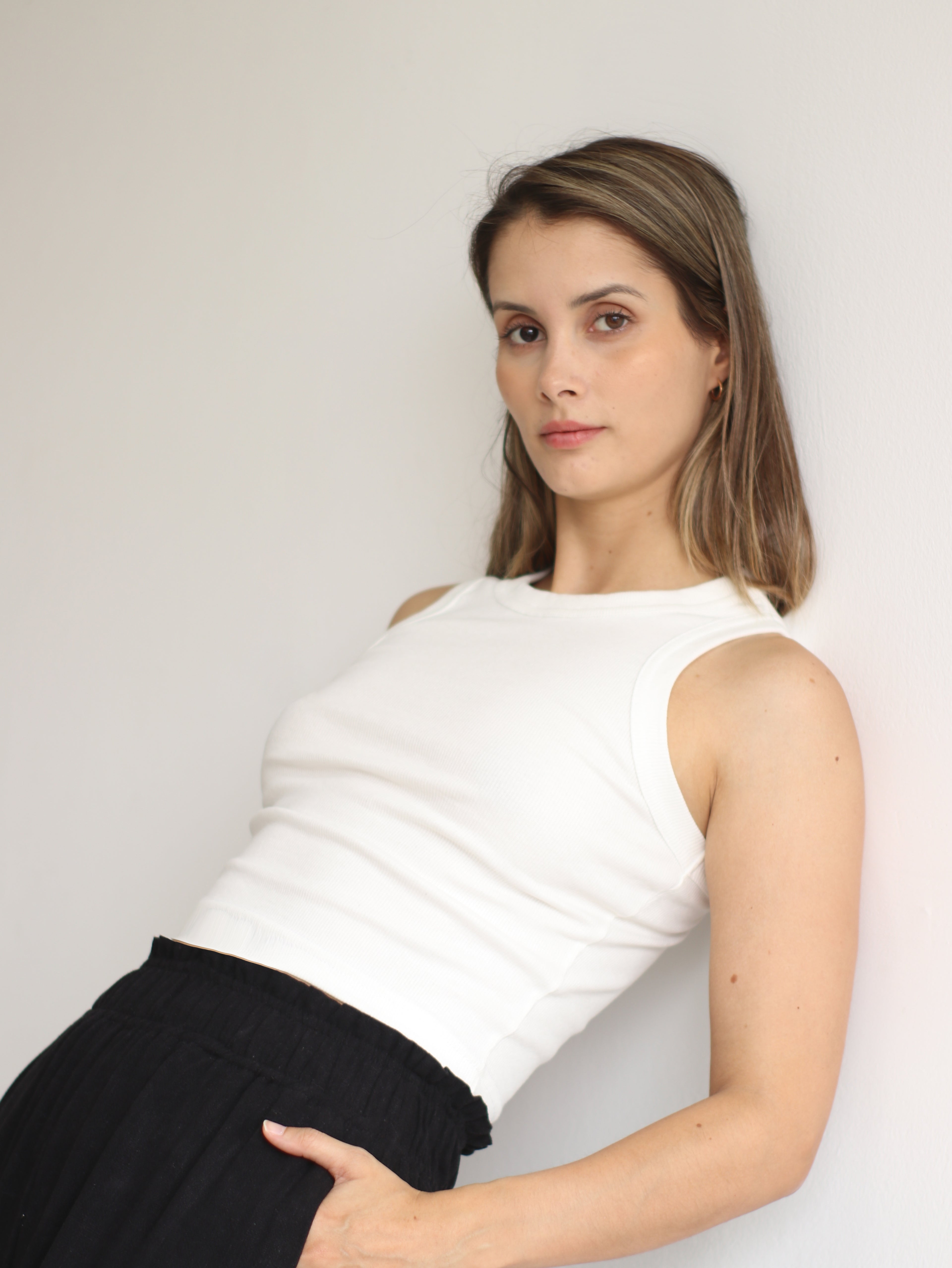 Camiseta sin mangas de Algodón Perla