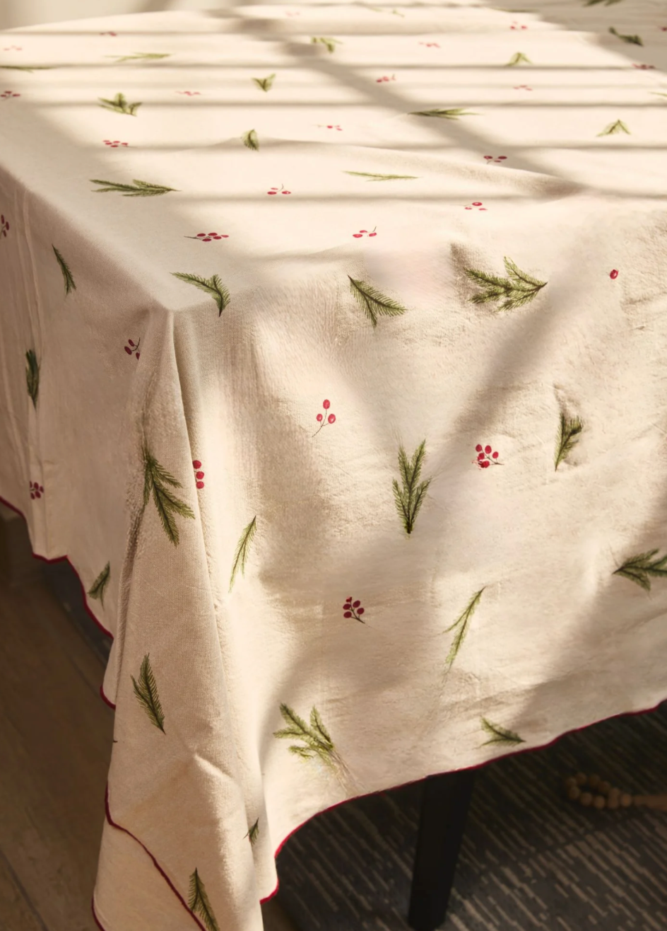 Mantel Navidad Beige con diseño 100% Algodón