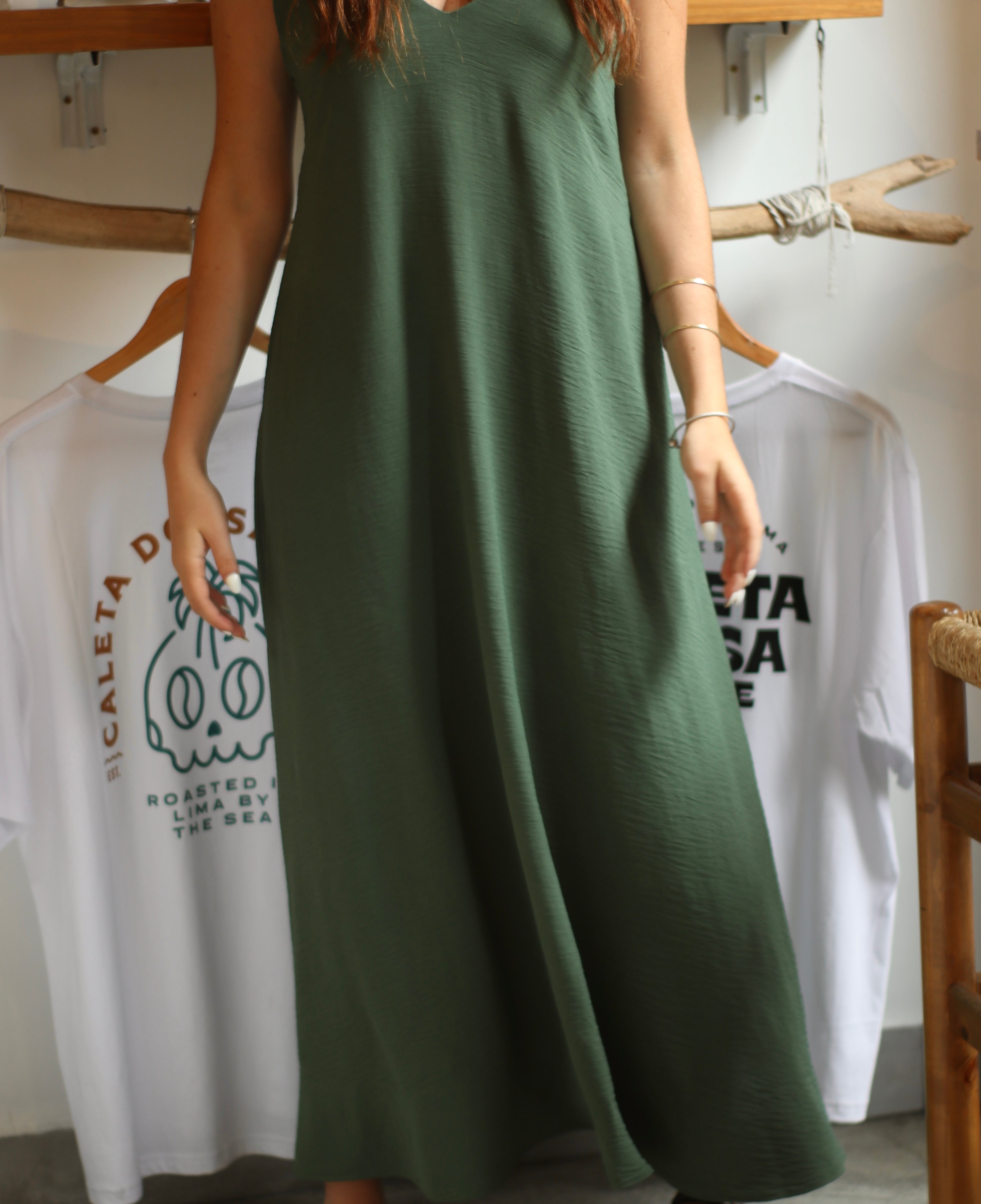 Vestido Sunset Largo Olivo