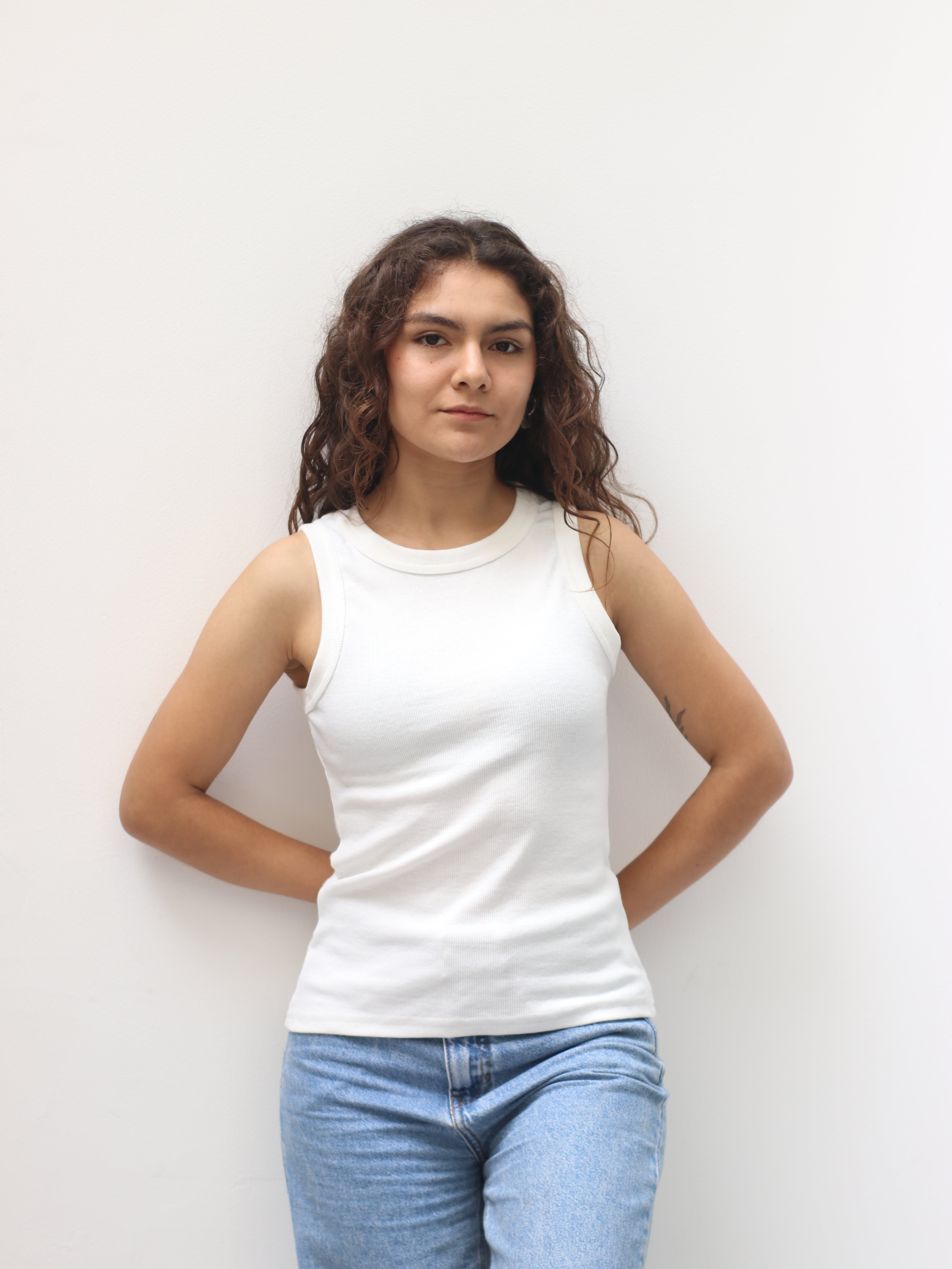 Camiseta sin mangas de Algodón Perla