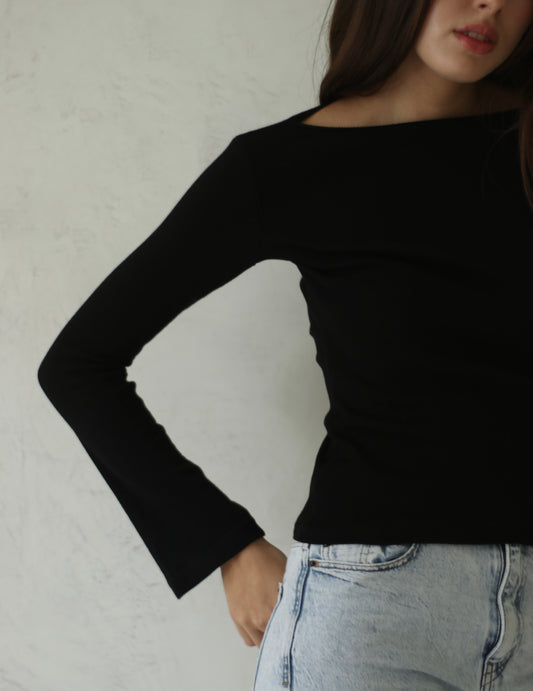 Polo acanalado - Black