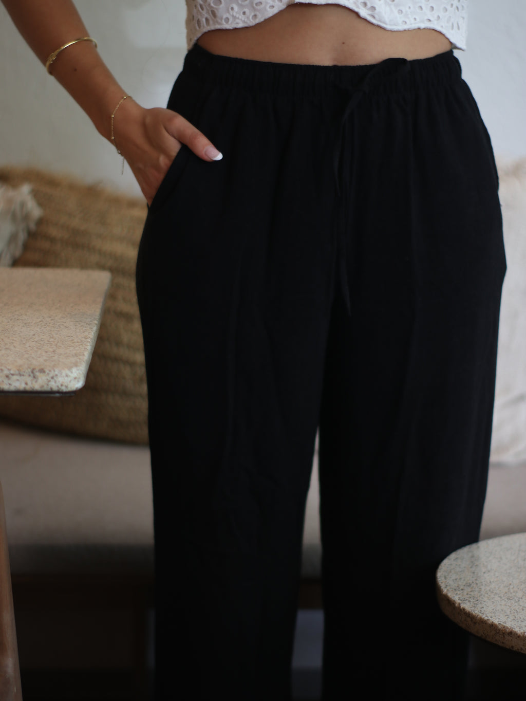 Pantalón de Lino - Black