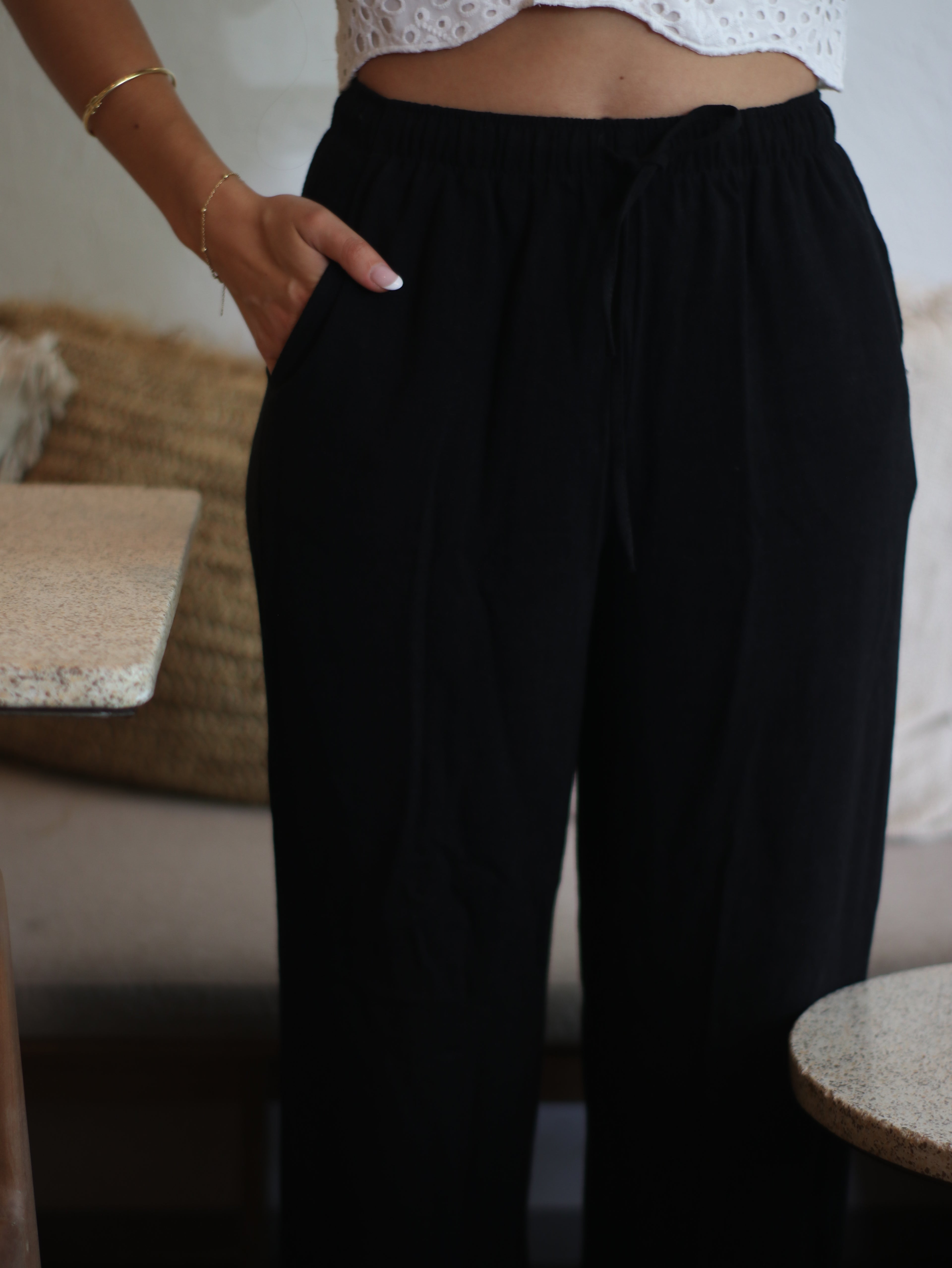 Pantalón de Lino - Black