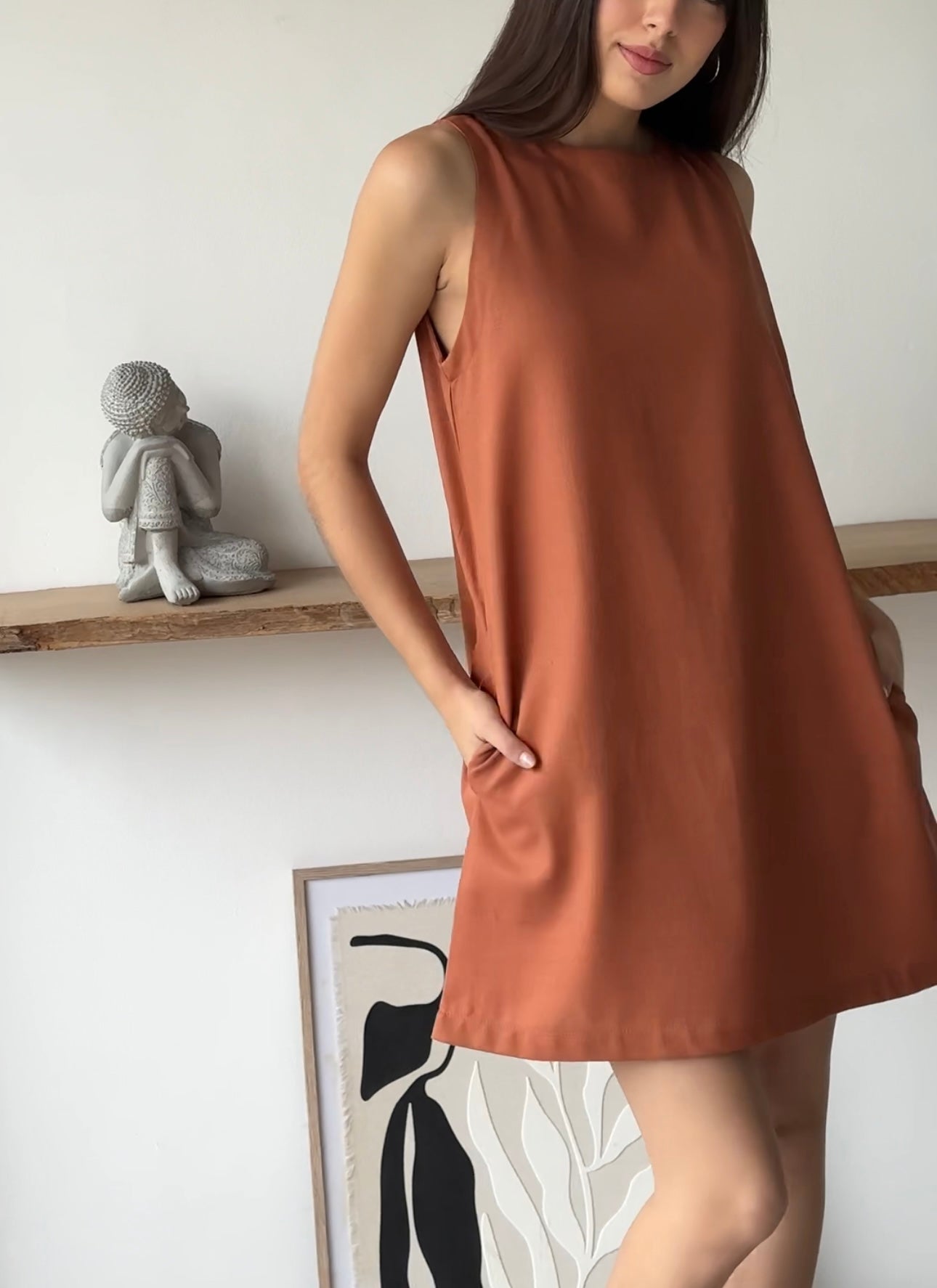 Vestido Lucrecia de Lino Terracota