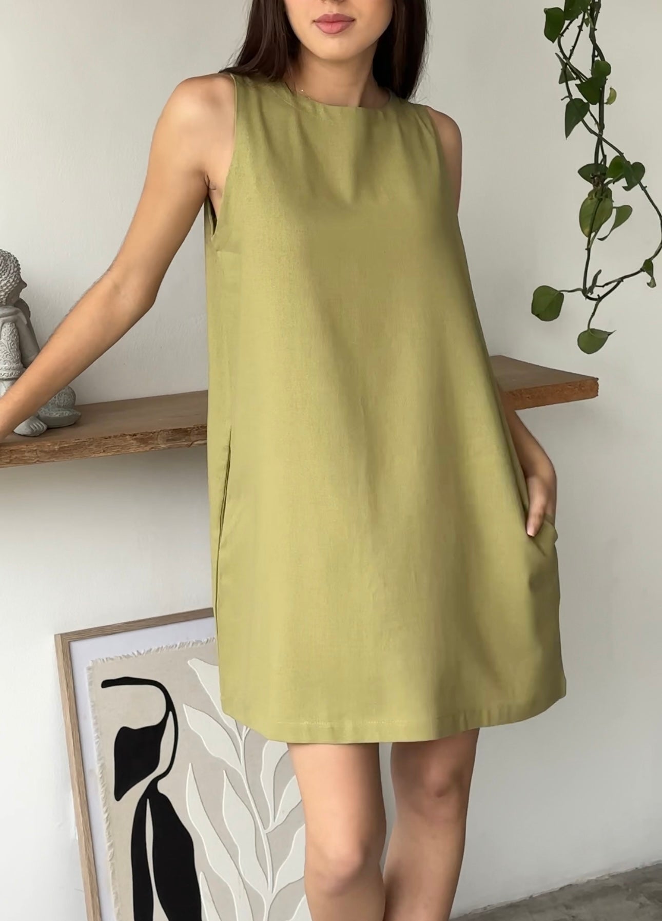 Vestido Lucrecia de Lino Pistacho